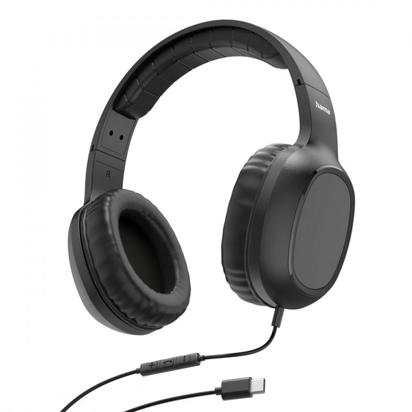 Hama 00221814 cuffia e auricolare Cablato A Padiglione Musica e Chiamate USB tipo-C Nero