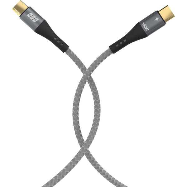 Efb USB-C Kabelset 100W PD 3.0 5A E-Marker Chip 2x1m grau