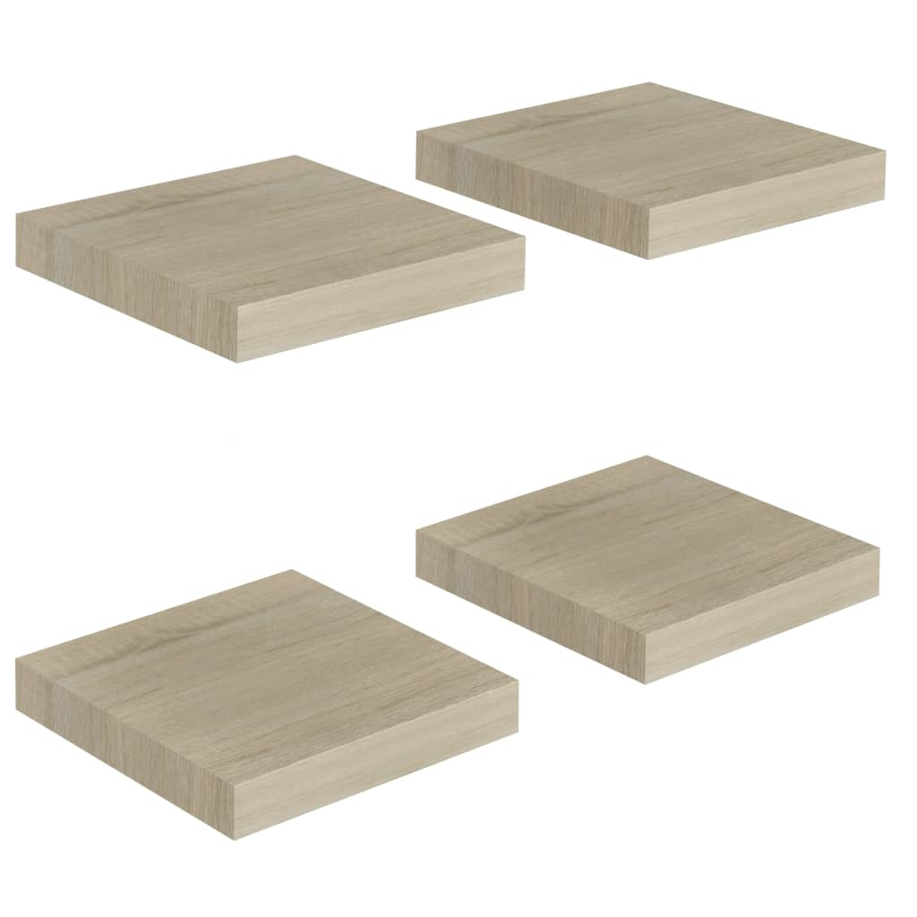 4 db tölgyszínű MDF fali polc 23 x 23,5 x 3,8 cm (323867)
