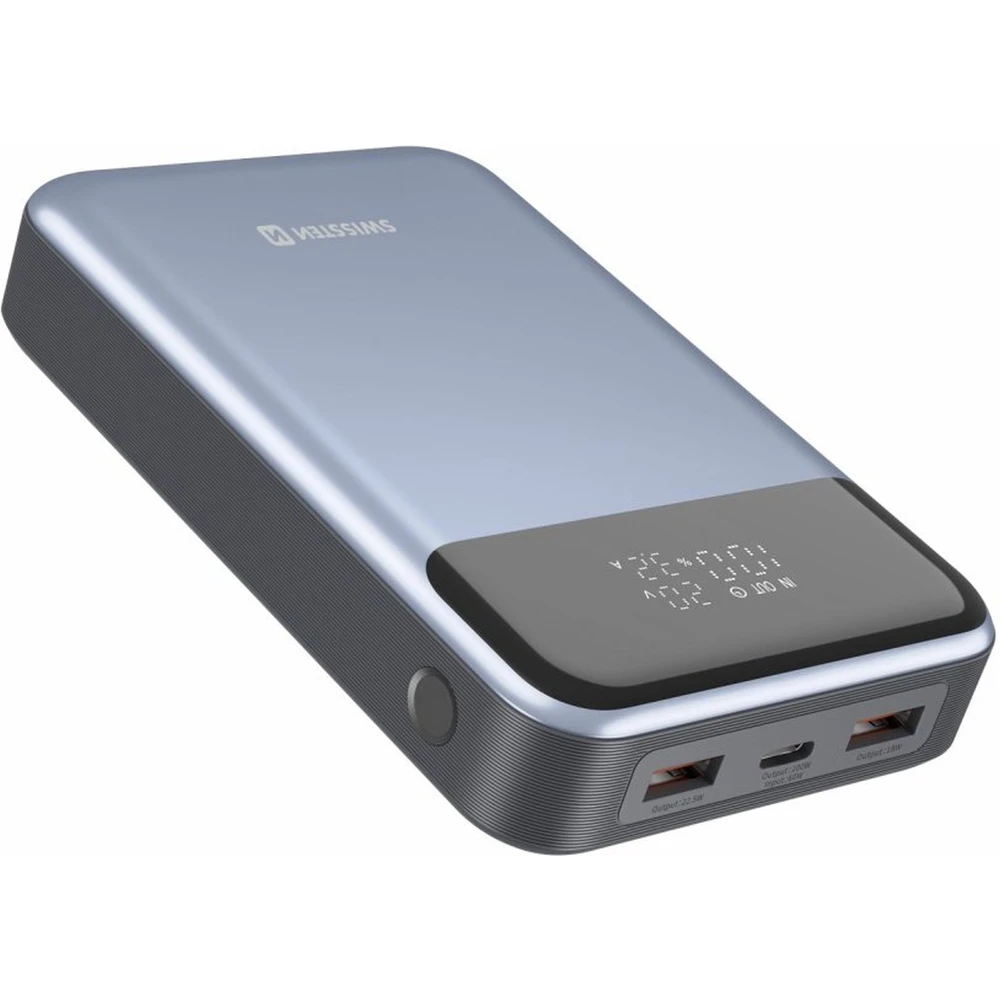 Swissten 22013932 Power Bank 20000mAh - Szürke/Fekete (8595217483781)