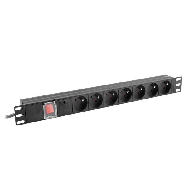 Lanberg PDU 19" 1U 10A 7 dugalj 2m rack elosztó fekete (PDU-07E-0200-IEC-BK) (PDU-07E-0200-IEC-BK)