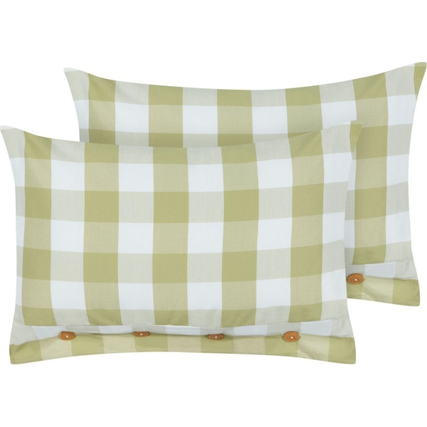 Conjunto De 2 Cojines De Algodón A Cuadros Estilo Cottage Verde 40 X 60 Cm Tamnine - Verde