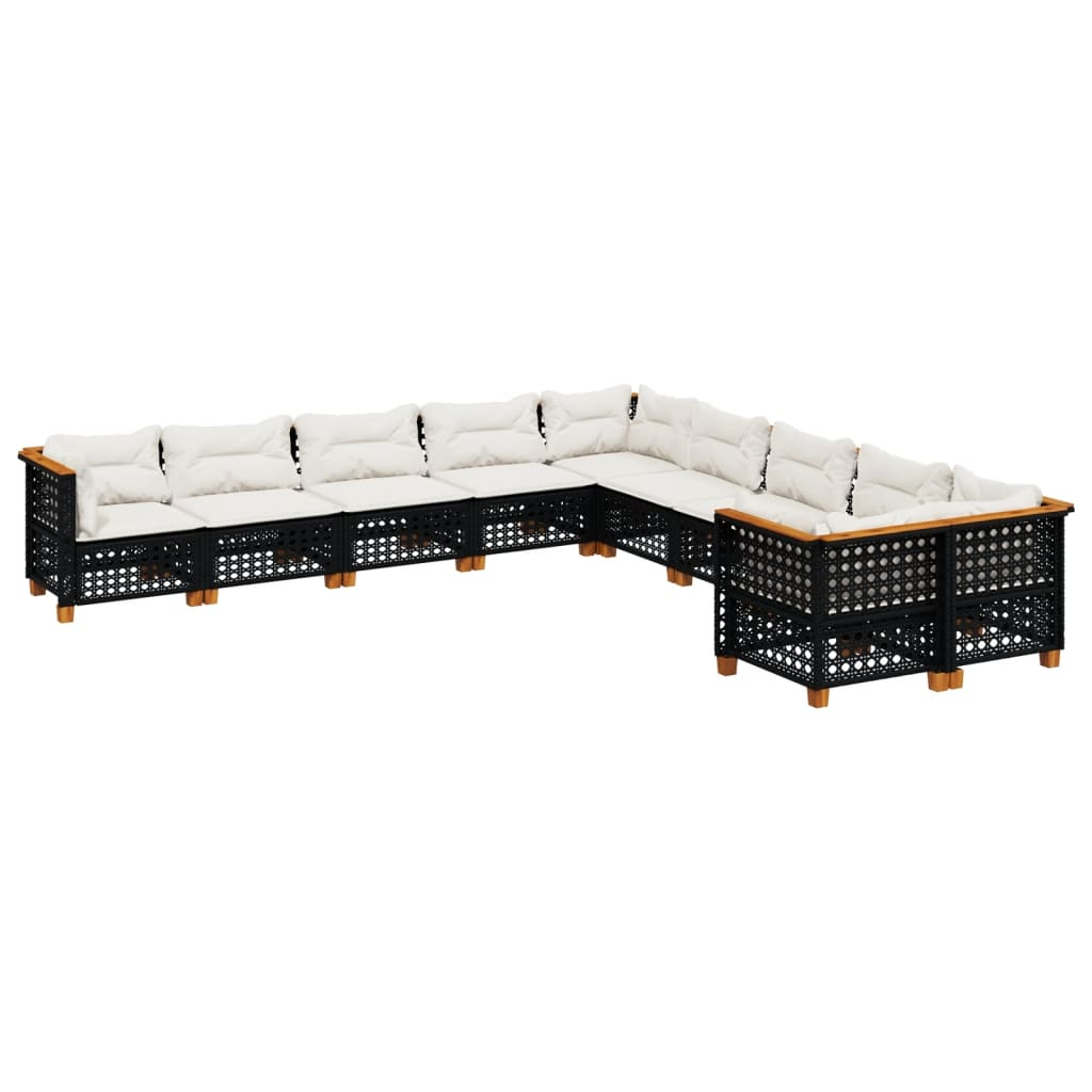 10 részes fekete polyrattan kerti ülőgarnitúra párnákkal (3262046)