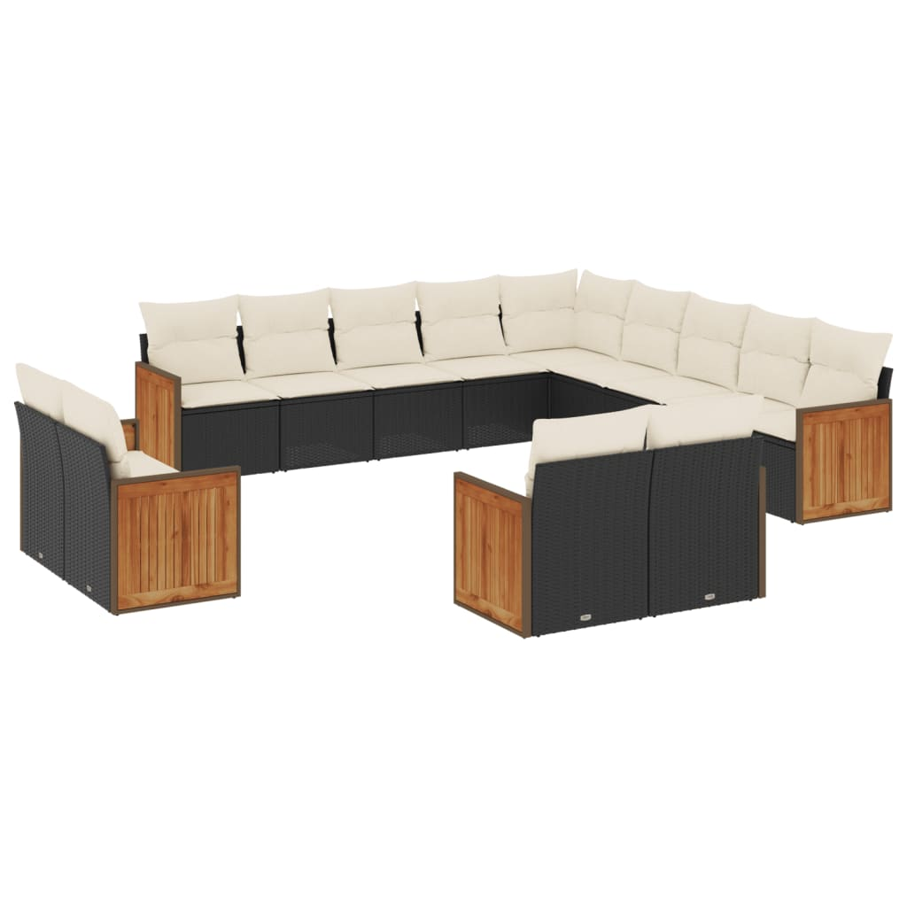 13 részes fekete polyrattan kerti ülőgarnitúra párnákkal (3228205)
