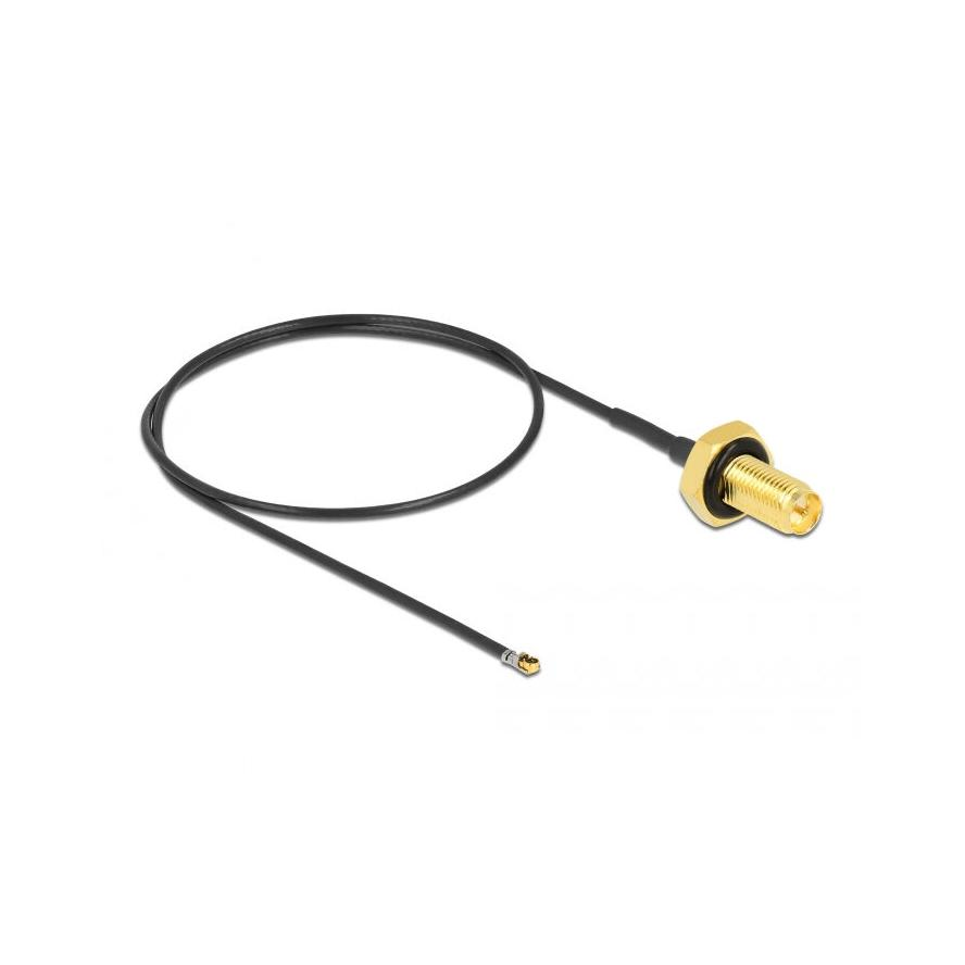 Delock RP-SMA -> MHF 4L F/M antenna kábel 0.35m fekete 1.37 (12659)