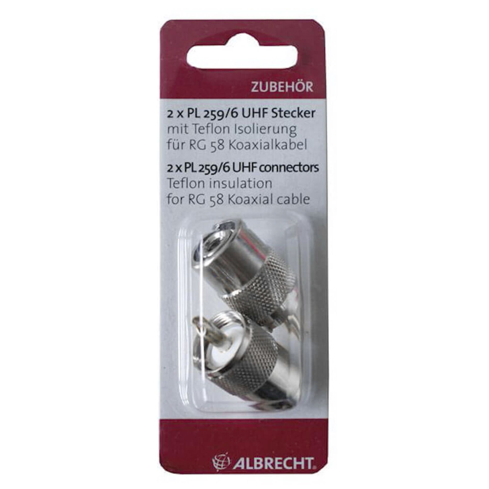 Albrecht PL259/6 UHF Csatlakozó RG-58 kábelhez (2 db / csomag) (50120)