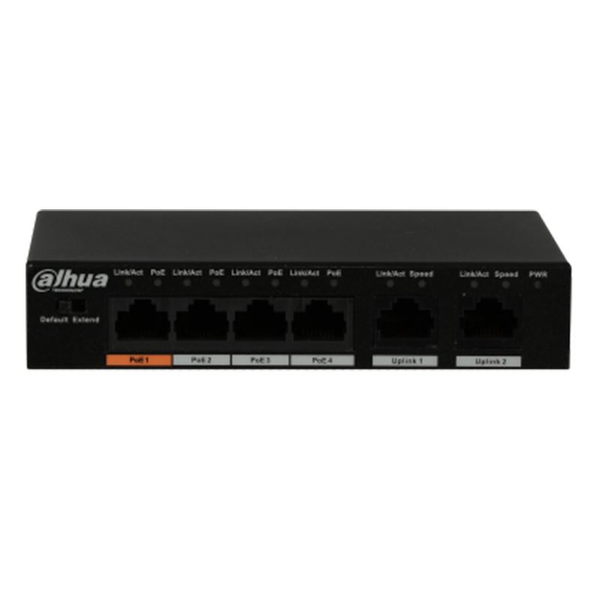 Dahua Technology PFS3006-4ET-60 мрежов суич Неуправляем Fast Ethernet (10/100) Захранване по Ethernet (PoE) Черен