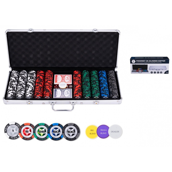 Set De Póker 500 Fichas 14 G En Maletín Metálico Plateado – “low Stakes” Profesional