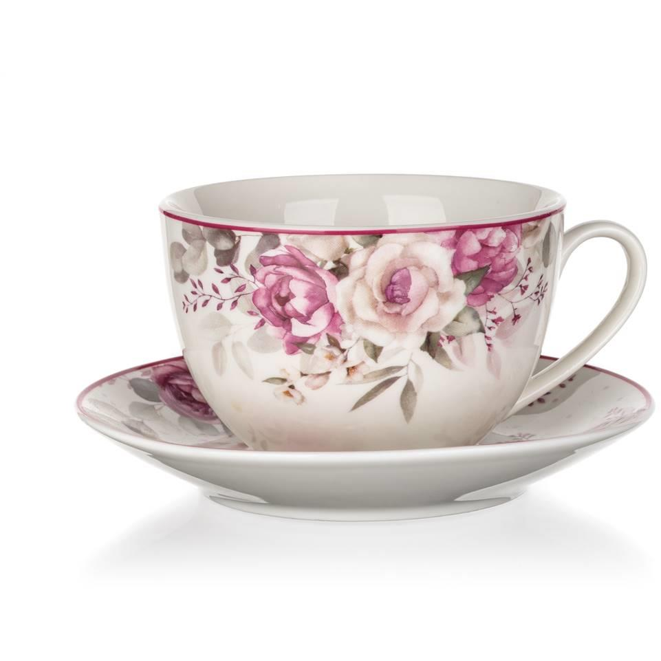 BANQUET ROSE csésze és csészealj, 240 ml, 6 darab (A26784)