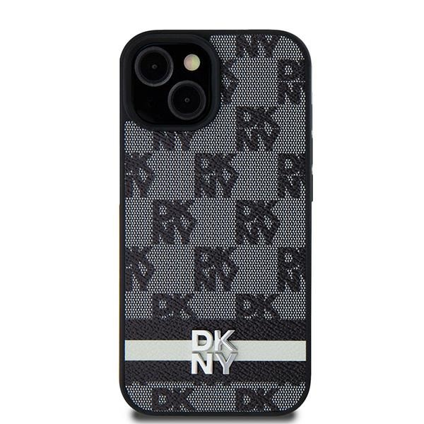 DKNY Samsung S24 / S921 kockás mintás csíkkal PU Bőr Telefon tok - Fekete (DKHCS24SPCPTSSK)