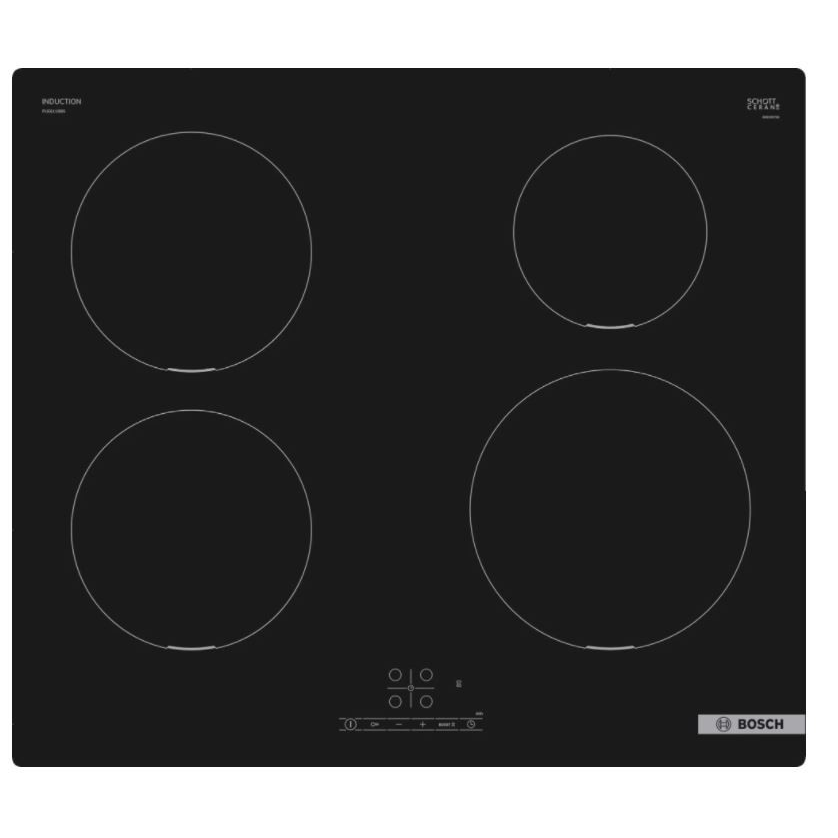 Bosch Serie 4 PUE611BB5D főzőlap Fekete Beépített 59.2 cm Zónás indukciós főzőlap 4 zóna (PUE611BB5D)