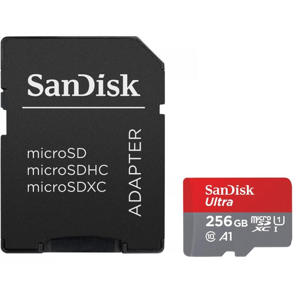 Sandisk 256GB Ultra microSDXC UHS-I CL10 A1 Memóriakártya + Adapter