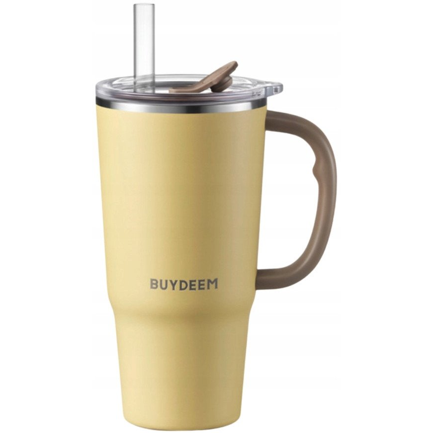 BUYDEEM Thermo Mug With Straw 700 ml, model DS57, color Mellow Yellow (DS57-MY)