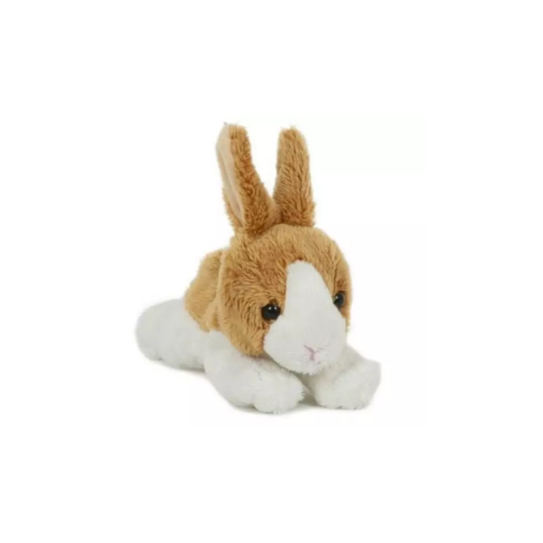 Élethű fekvő hűsvéti nyuszi plüssfigura 13 cm - Barna/Fehér (SE014251)