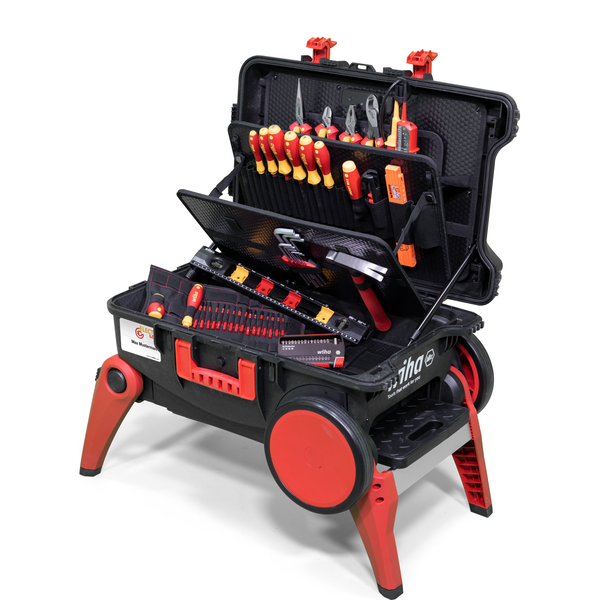 Wiha Toolbox Set Xxl 4 Eléctrico I 80 Piezas I Caja De Herramientas Para Electricistas Con Ruedas I Caja De Herramientas Con Surtido Completo (45734)