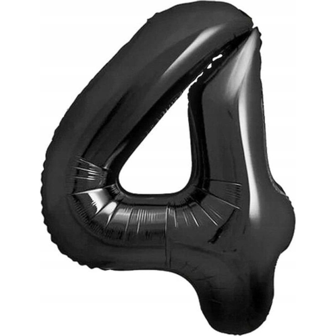 B&C Matt Szám Fólia Lufi - 85 cm, 4-es, Fekete (CH-B8C4)