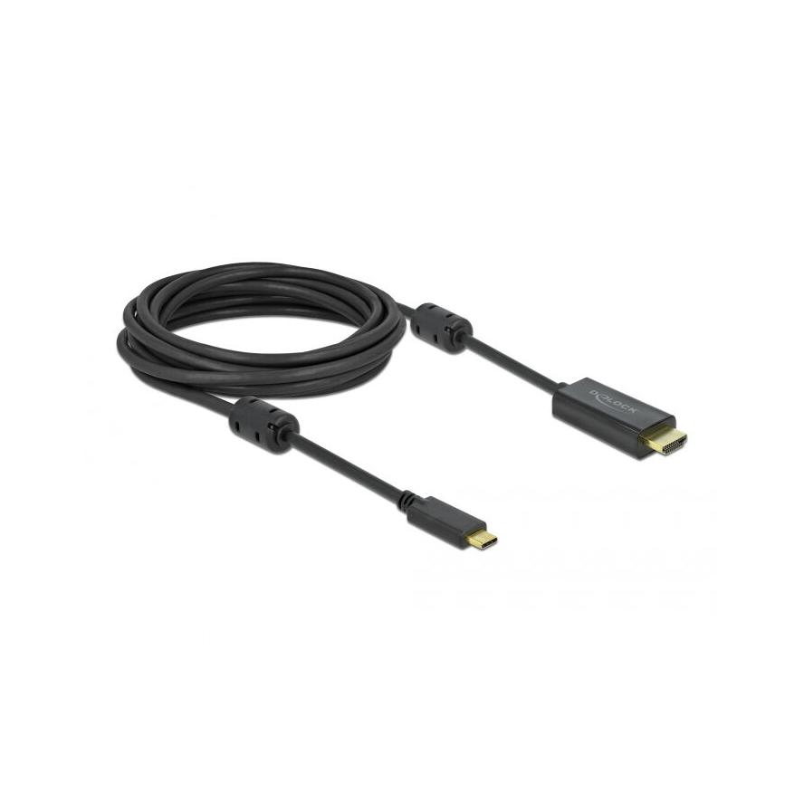 Delock USB-C / Thunderbolt -> HDMI 2.0 M/M video kábel 5m fekete DP Alt Mode (85972)