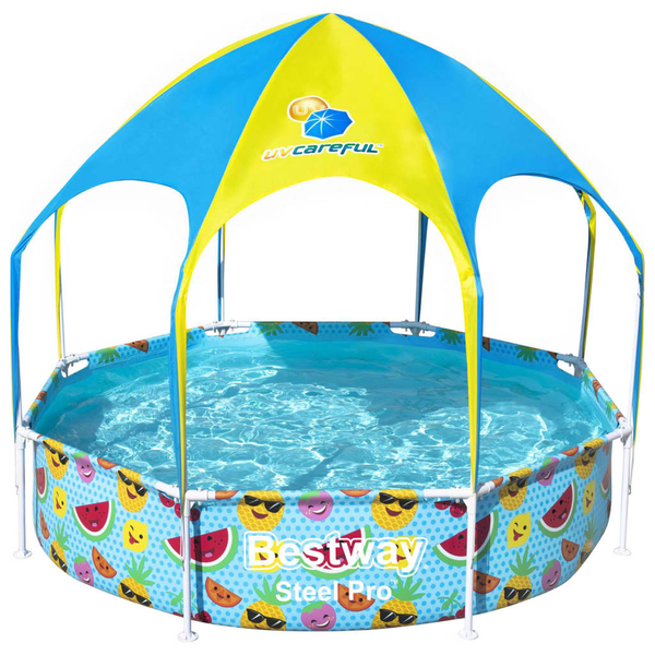 Bestway Steel Pro 56432 swimmingpool til over jorden Indrammet pool Rund 1688 L Orange, Gul