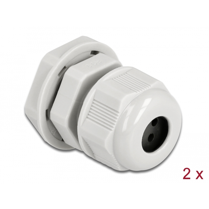 Delock Kábel tömszelence PG9 kerek kábelekhez, négy kábel bemenettel 2 db. Szürke (60380) (60380)