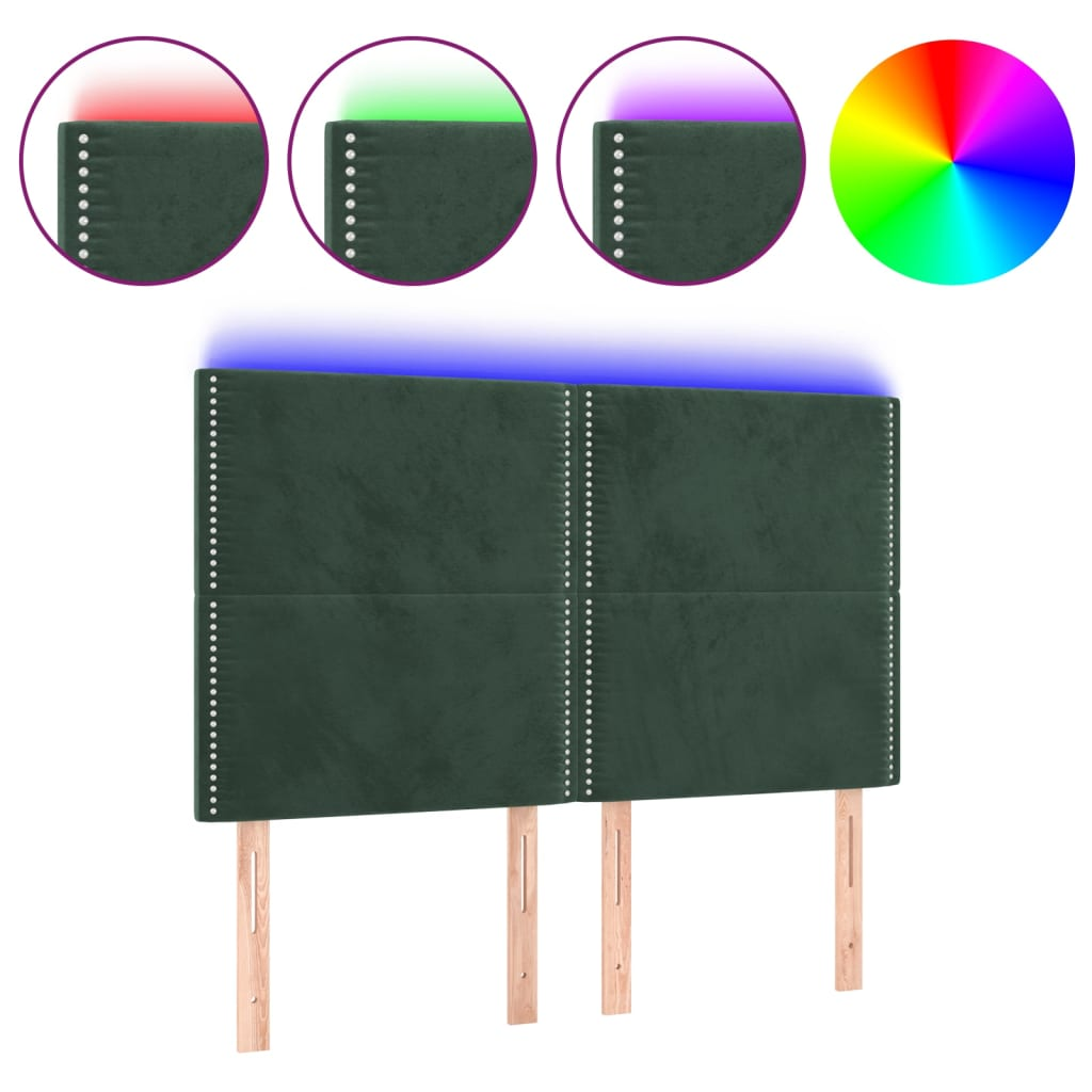 sötétzöld bársony LED-es fejtámla 144x5x118/128 cm (3122335)