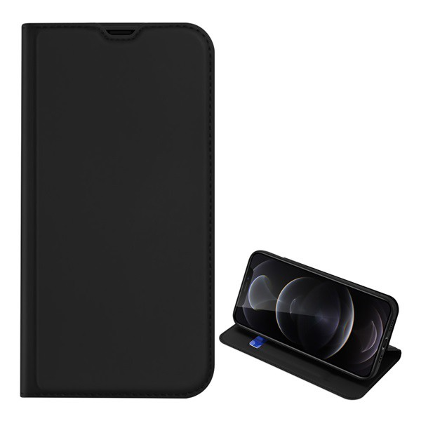 DUX DUCIS SKIN PRO tok álló, bőr hatású (FLIP, oldalra nyíló, bankkártya tartó, asztali tartó funkció) FEKETE [Apple iPhone 13 Pro] (5996591097787)