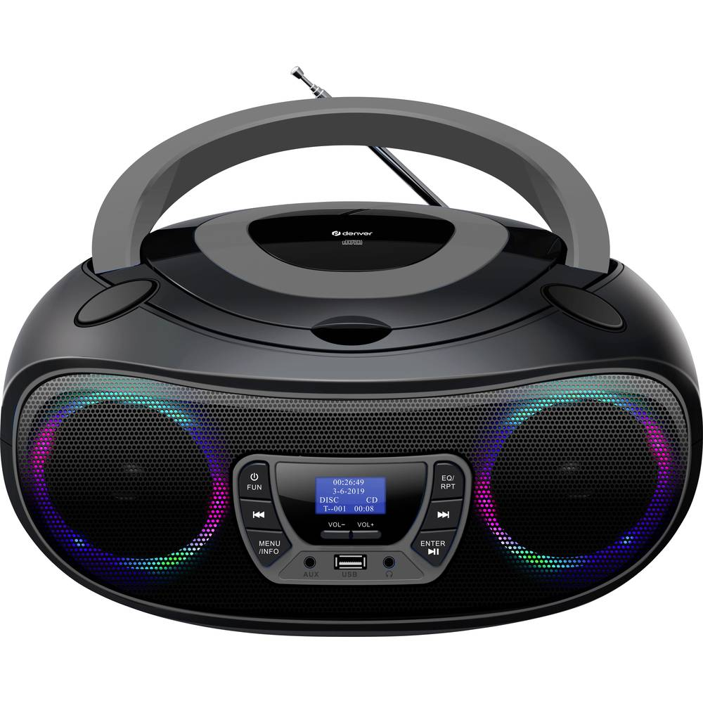 Denver TDB-212GR Bluetooth/CD-s Boombox - Fekete (TDB-212GR)