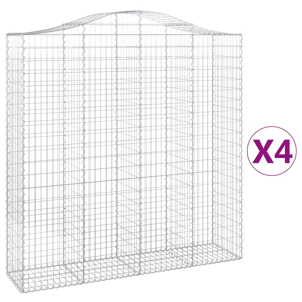 4 db íves horganyzott vas gabion kosár 200x50x200/220 cm (3145747)