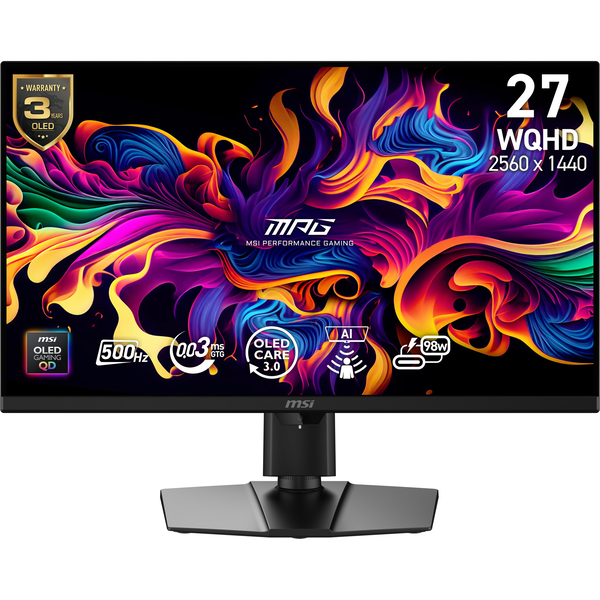 MSI MPG 271QRDE QD-OLED X50 computer monitor 67,3 cm (26.5") 2560 x 1440 Pixels Wide Quad HD Zwart
