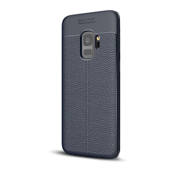 Szilikon telefonvédő (közepesen ütésálló, bőr hatású, varrás minta) SÖTÉTKÉK [Samsung Galaxy S9 (SM-G960)] (5996457744633)