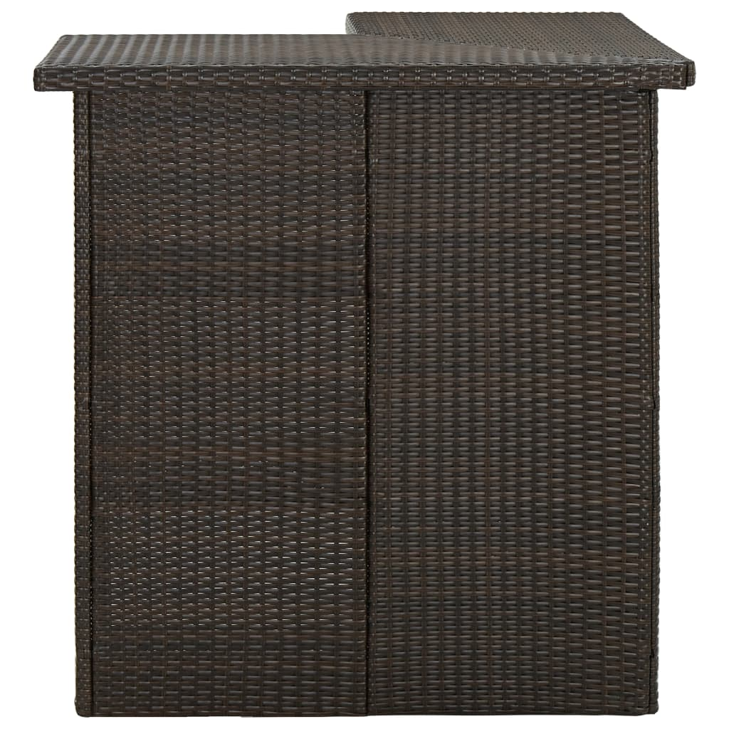 barna polyrattan sarok bárasztal 100 x 50 x 105 cm (313480)