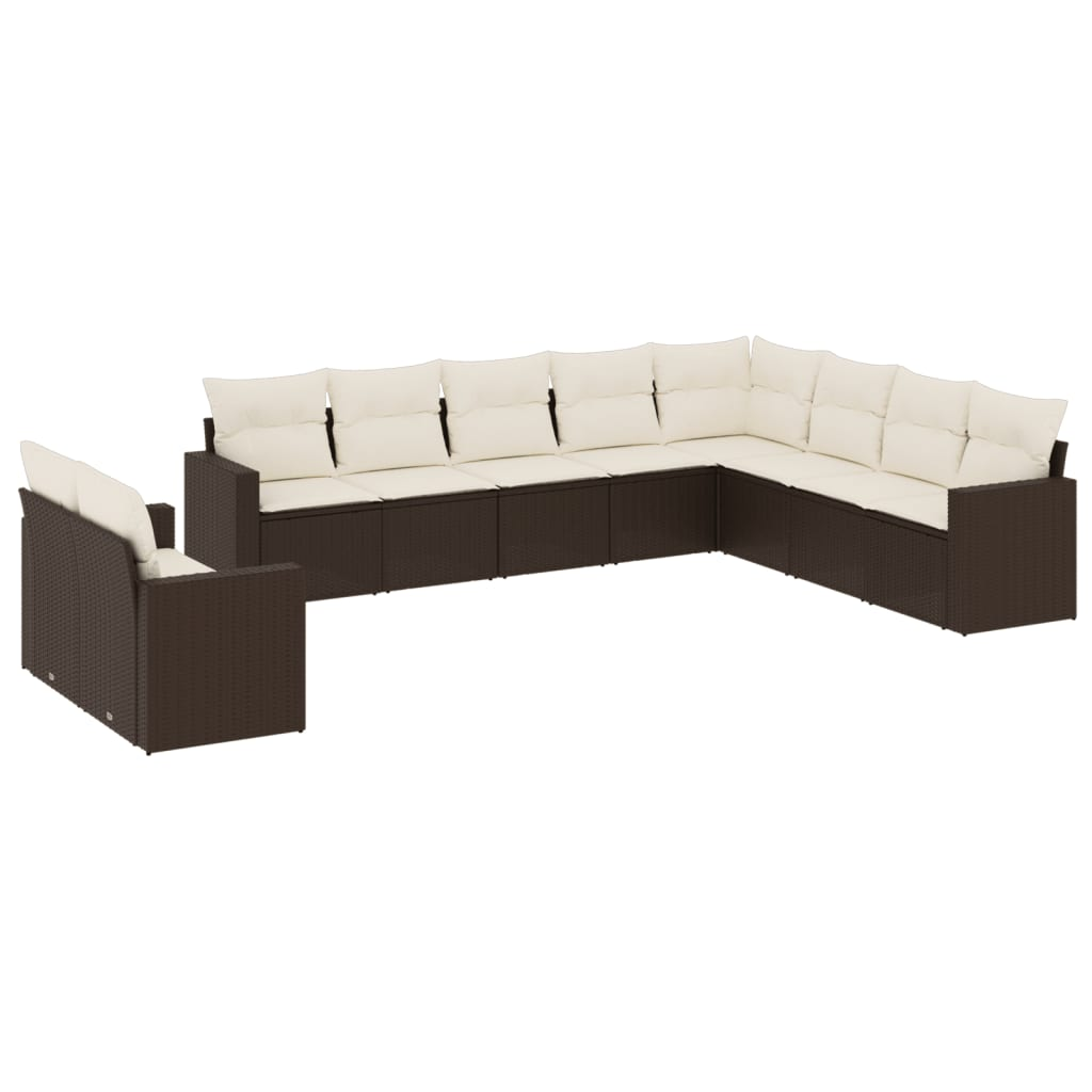 10 részes barna polyrattan kerti ülőgarnitúra párnákkal (3219163)