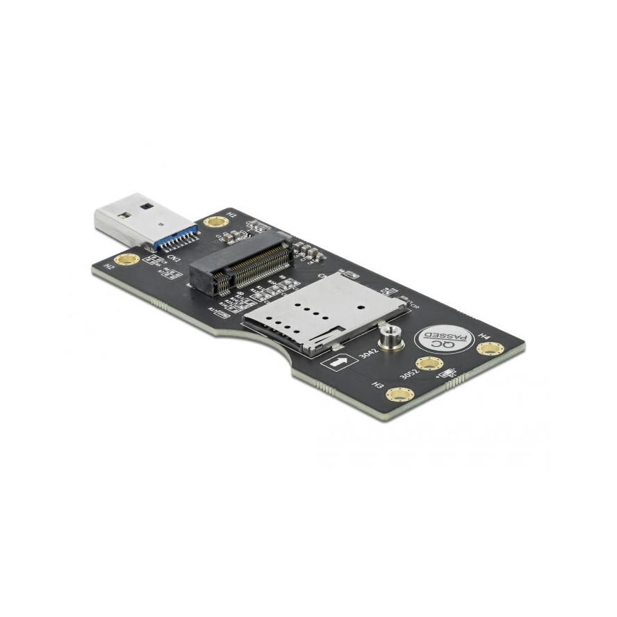 Delock USB 3.0 átalakító, A-típusú csatlakozóval - M.2 B kulcs, SIM-nyílással (63166)