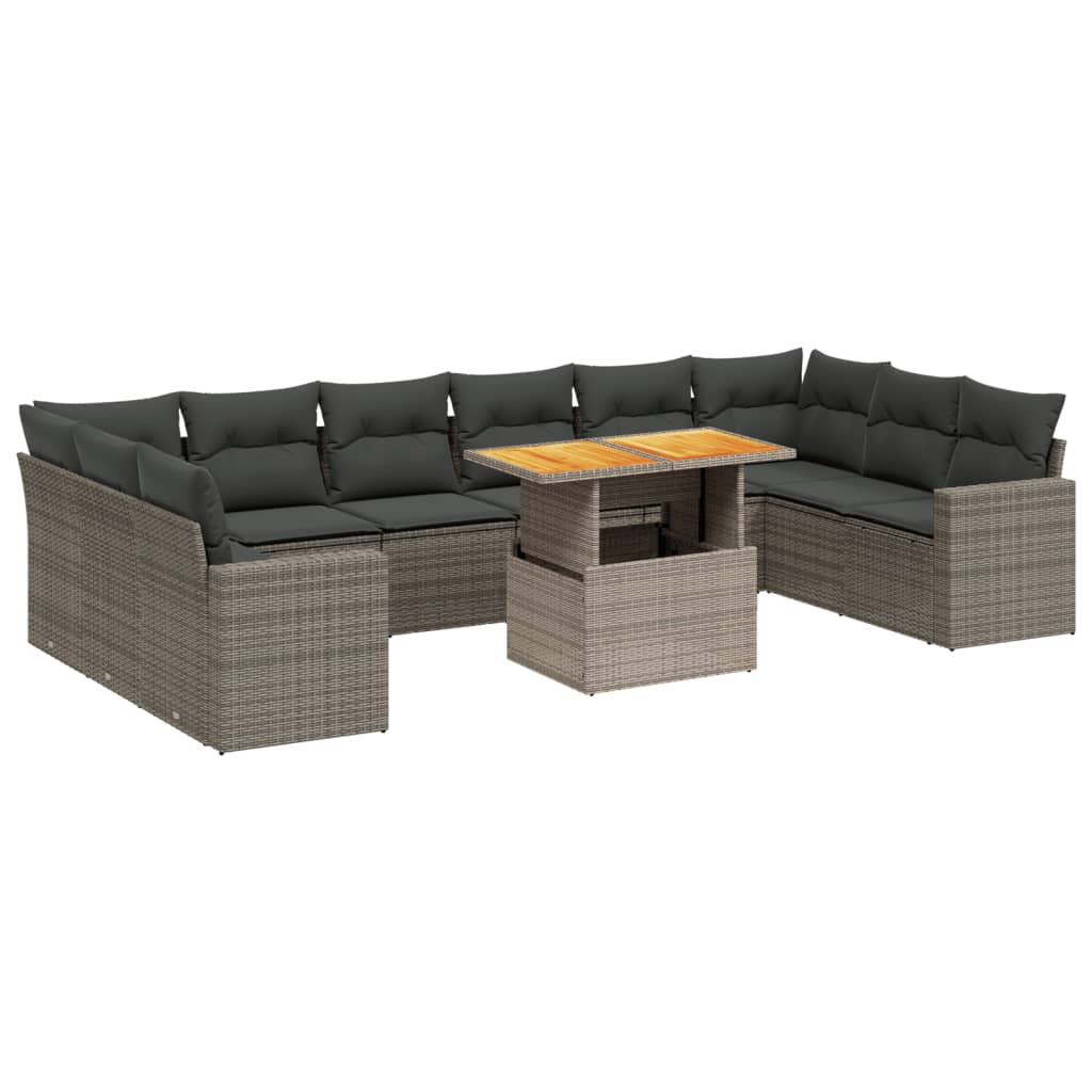 11 részes szürke polyrattan kerti ülőgarnitúra párnákkal (3271487)