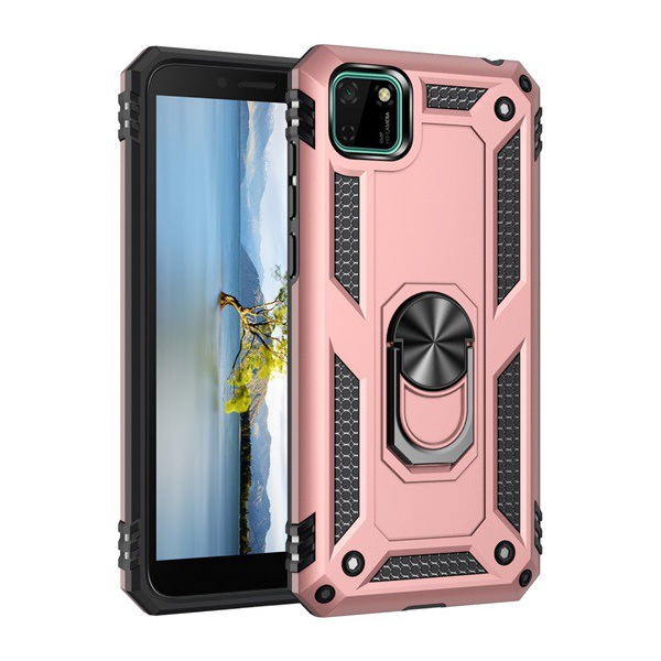 Defender műanyag telefonvédő (közepesen ütésálló, szilikon belső, telefontartó gyűrű, beépített fémlemez) ROZÉARANY [Honor 9S] (5996457998159)