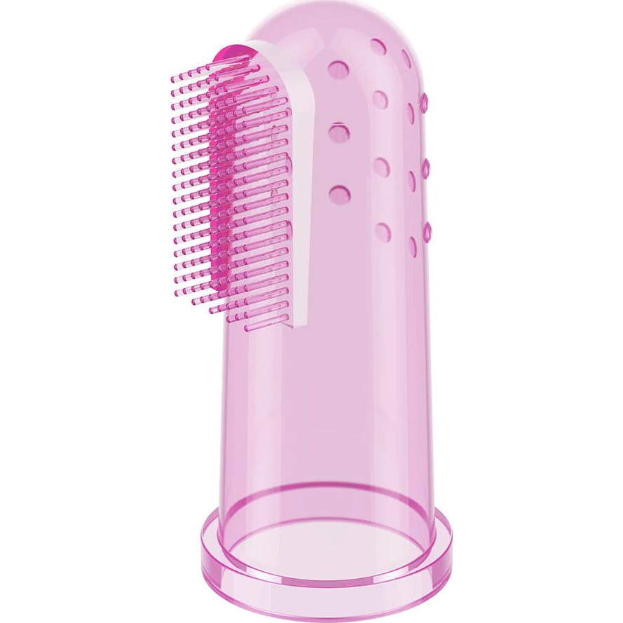 BabyOno Ujjra húzható fogkefe + tok, rózsaszín (65342)