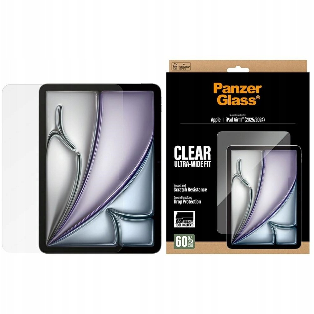 PanzerGlass ® Screen Protector iPad Air 11" (2024-2026) | Ultra-Wide Fit w. Fastfit tool Číra ochranná fólia na displej Apple 1 kusov