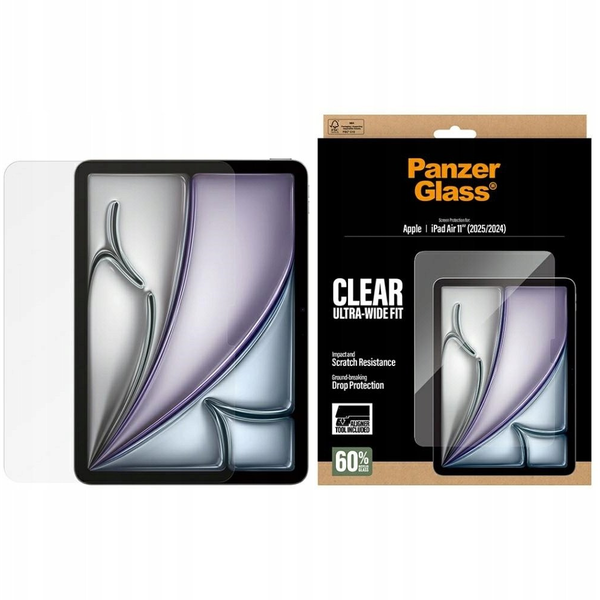 PanzerGlass ® Screen Protector iPad Air 11" (2024-2026) | Ultra-Wide Fit w. Fastfit tool Átlátszó képernyővédő Apple 1 db