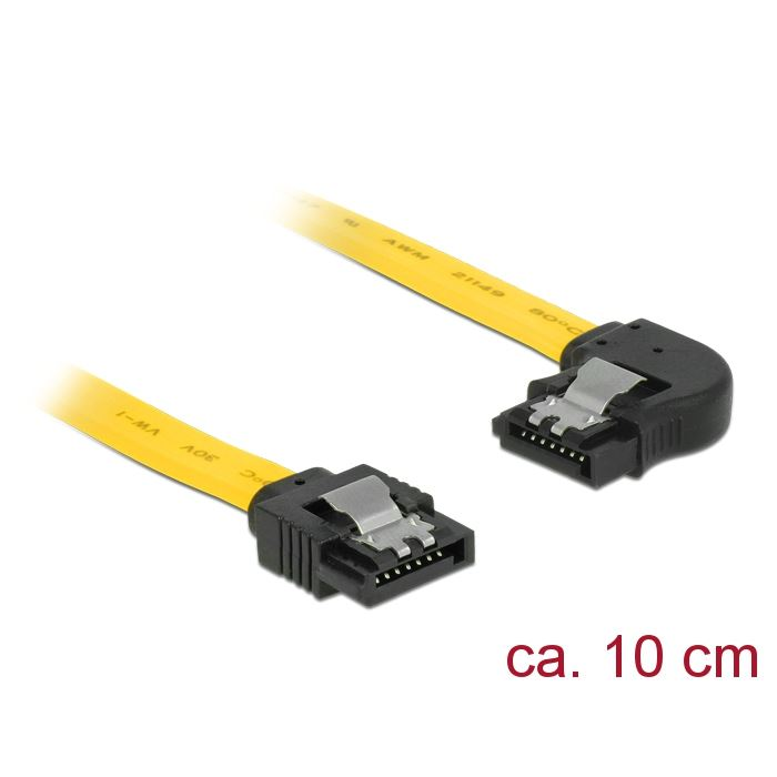 Delock 6 Gb/s sebességet biztosító SATA-kábel egyenes > balra néző SATA 0,1m (83957) (DE83957)