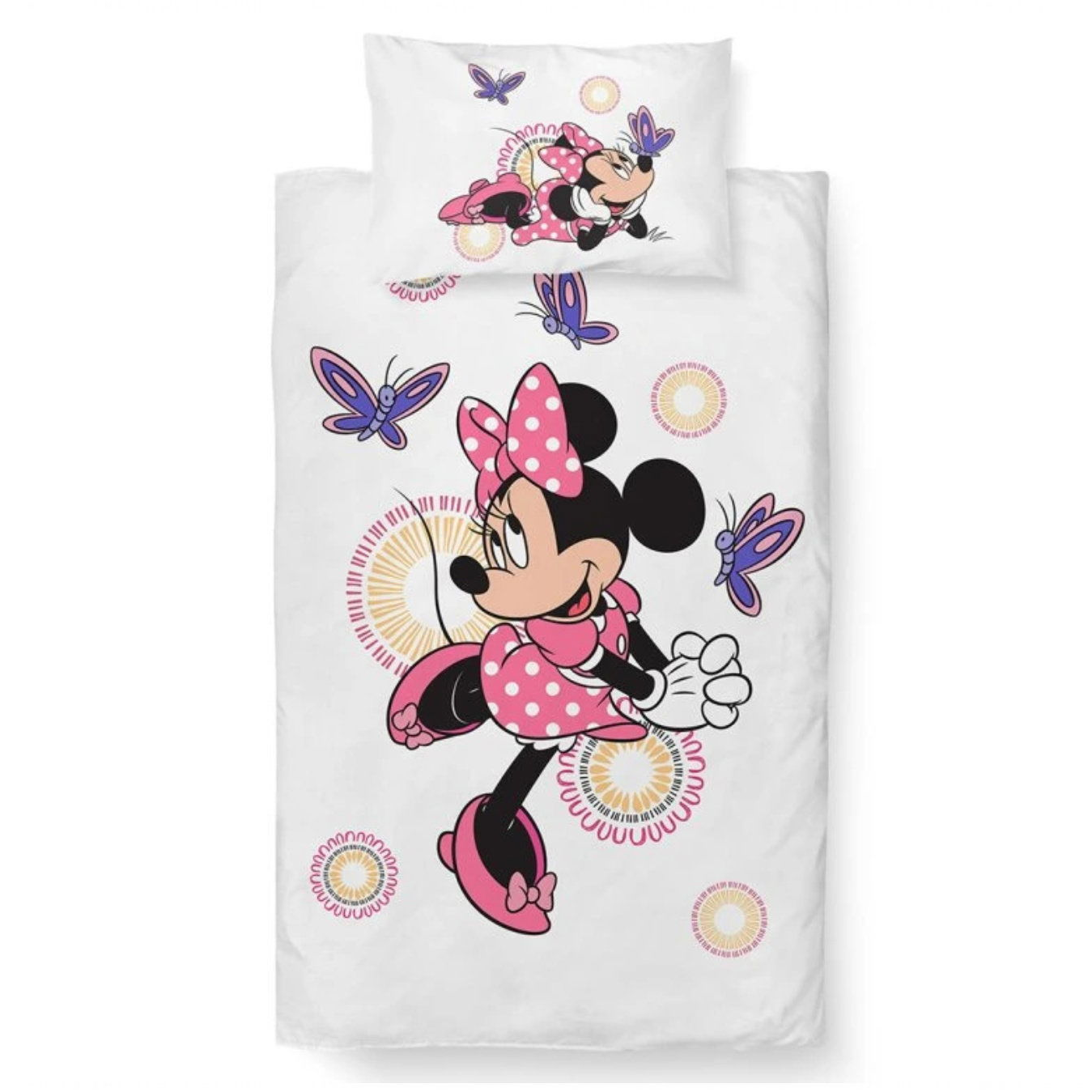 CARBOTEX Pamut ágyneműhuzat - Minnie és a Pillangók, 100×135 + 40×60 cm (00145-MOTYLCIMINA)