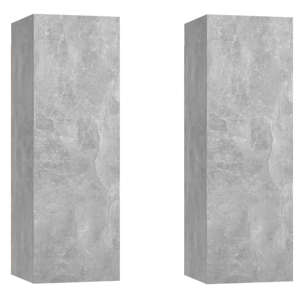 2 db betonszürke forgácslap TV-szekrény 30,5 x 30 x 90 cm (803353)