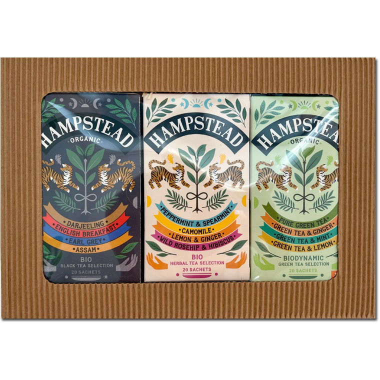 Hampstead Tea BIO Ajándékcsomag válogatott gyógynövényes, zöld és fekete teákból 3 × 20 db (1234567000097)