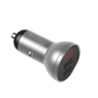 BASEUS autós töltő 2 USB aljzat (5V / 4800mA, 24W, gyorstöltés támogatás, LED kijelző) EZÜST (VCBXA_S)