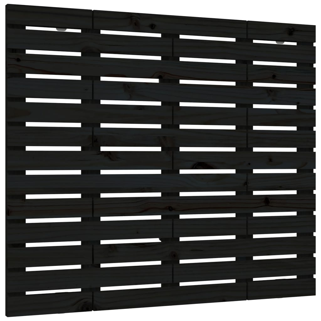 fekete tömör fenyőfa fali fejtámla 141 x 3 x 91,5 cm (824712)