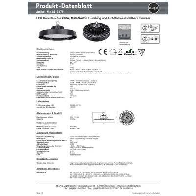 mlight  (81-3279) (81-3279) LED-es csarnok lámpa LED 120 W, 160 W, 200 W Fekete