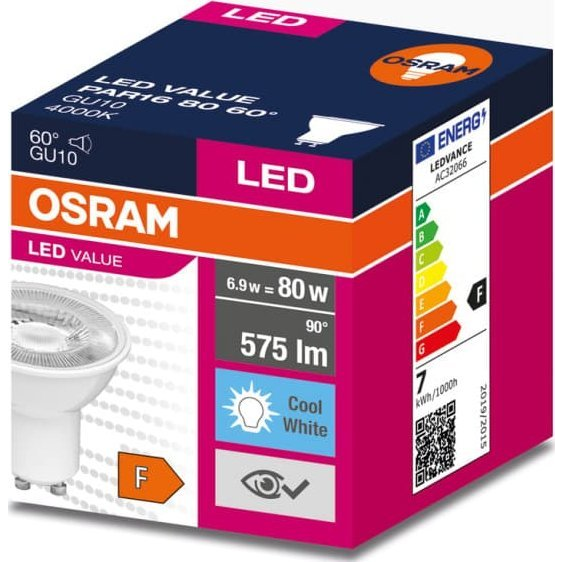 LED žárovka Osram GU10 6,9 W (ekvivalent 80 W) 4000 K, úhel 60°, 10 ks