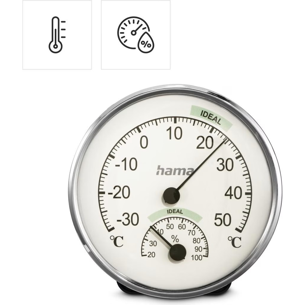 Hama 00222235 Chios Páratartalom és Hőmérő - Fehér / Ezüst (00222235)