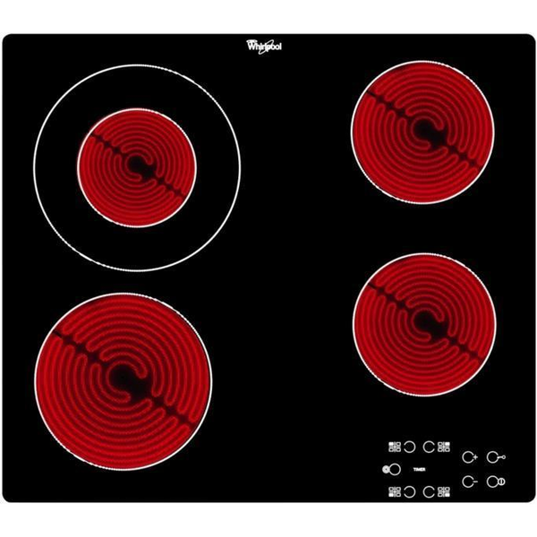 Whirlpool AKT 8130 NE hobs Negro, Rojo Integrado Cerámico 4 zona(s)