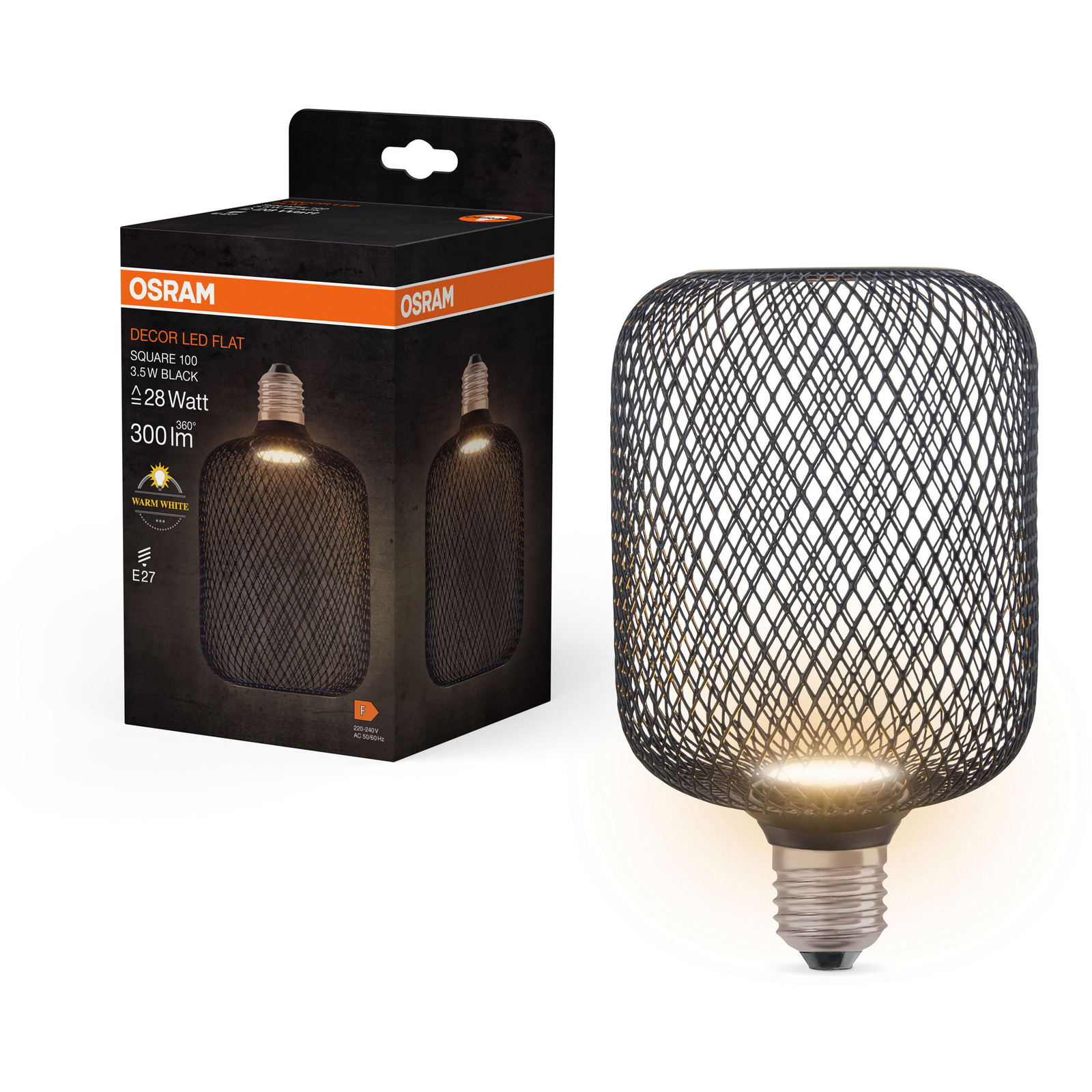 OSRAM LED izzó, 3,5 W, E27, SQUARE BLACK, meleg fehér (4058075840140)
