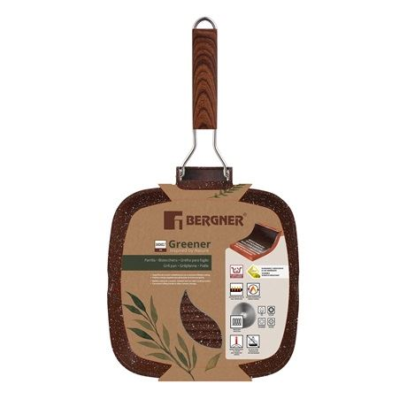 Grill Ø24 X 24 X 3.7 Cm Aluminio Fundido Induccion Mango Plegable Greener Bergner