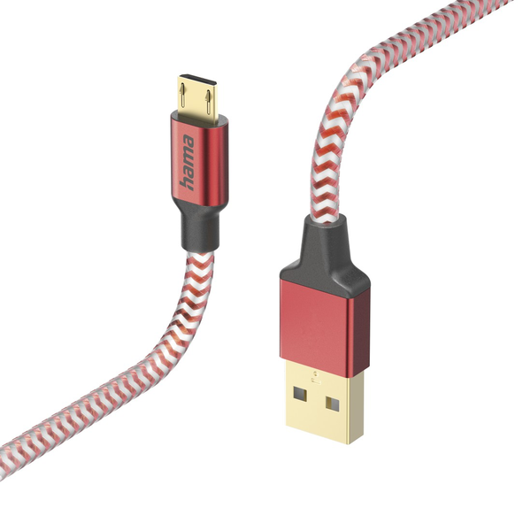 Hama Reflective USB kábel USB 2.0 1,5 M USB A Micro-USB B 0,48 Gbit/s Vörös